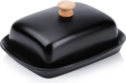 Fekete kerámia vajtartó fa gombbal – Vilde