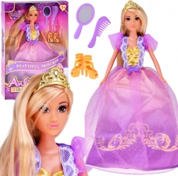 Hosszú hajú hercegnő baba báliruha kiegészítőkkel