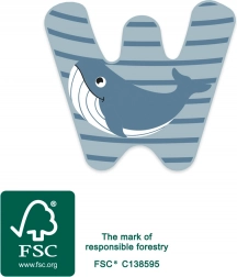 Fa W betű bálnamotívummal