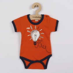Újszülött pamut rövid ujjú body NEW BABY Happy Bulbs