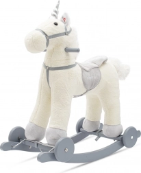 Hintázó egyszarvú dallammal és kerekekkel BABY MIX, fehér
