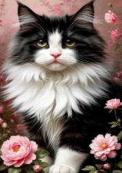 Gyémántszettes festés – fekete-fehér macska 30 × 40 cm