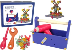 Konstrukciós építőkészlet bőröndben akkumulátoros csavarhúzóval kis ezermestereknek