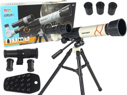 Oktatási tudományos távcső telefontartóval, fehér