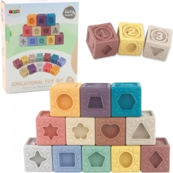 Puha szenzoros oktatókockák, színes, 12 db