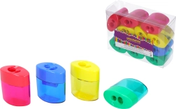 Kétlyukú ceruzahegyező átlátszó tartállyal