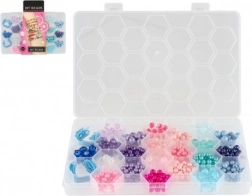 Műanyag színes gyöngyök zsinórral dobozban