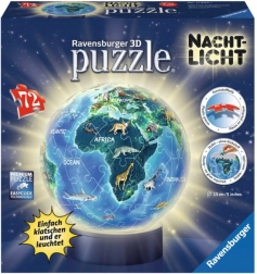 Ravensburger 3D világító puzzleball Éjszakai földgömb 72 darab