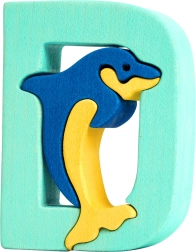 Fa betű D delfinnel – oktató kirakó