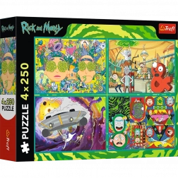 Puzzle 4x250 Rick és Morty játékos világa a Treffeltől
