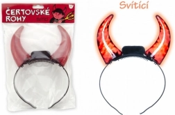 Világító ördögszarvak elemmel, 15 cm