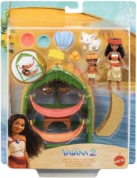 Játékszett – kis Vaiana baba és a testvére a falucskában