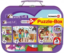 SCHMIDT Puzzle Schleich Horse Club 4 az 1-ben fémbőröndben
