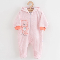 Újszülött velúr kapucnis overál NEW BABY Sweetheart, rózsaszín