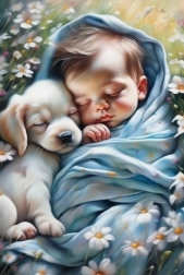 Gyémántmozaik – Gyermek és kiskutya