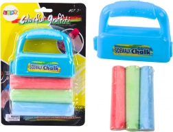 krétakészlet tartóval, vastag járdakréták, 3 db