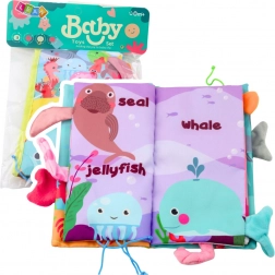 Puha érzékelő textilkönyv Tengeri állatok zizegő oldalakkal és sípolóval