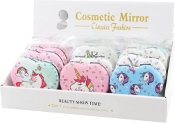 Szívalakú zsebtükör unikornis motívummal