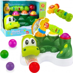 Interaktív krokodil kalapáccsal és csúszdával