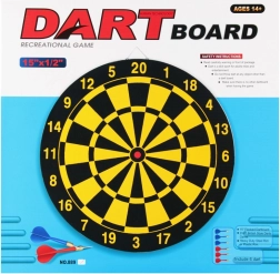 Fém darts tábla nyilakkal 38 × 38 cm
