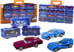 Fém kisautó készlet bőröndben, 16 darab