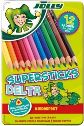 DELTA háromszögletű színes ceruzák, 12 szín, fémdobozban