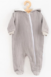 Gyermek muszlin overál kapucnival New Baby Comfort Clothes, szürke, 80 (9–12 hónap)