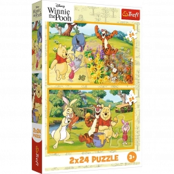 Puzzle 2x24 Disney Micimackó - Nap a kertben