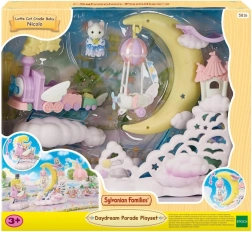 Sylvanian Families parádé a fellegekben – repülő mozdony holdplatformmal és kis repülővel