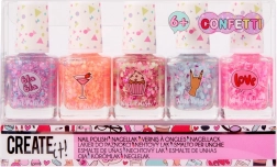 Gyermek körömlakk szett konfettivel, 5×8 ml