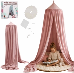 Gyermek függeszthető ágy fölötti baldachin boho, világos rózsaszín