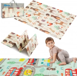 Humbi kétoldalas, összecsukható XPE habszivacs játszószőnyeg 120 × 180 erdő és utcák