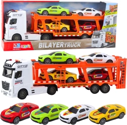 Vontató kamion készlet 4 kisautóval, fényekkel és hangokkal