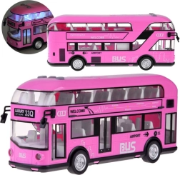 Rózsaszín kétszintes busz hanggal és nyitható ajtókkal ZA4748