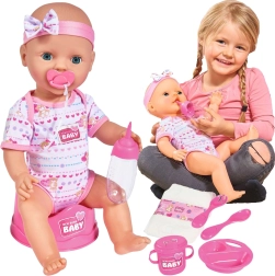 Simba New Born Baby funkcionális baba 43 cm biliével és kiegészítőkkel