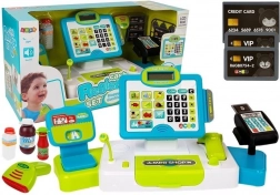 Gyerek pénztárgép érintőpanellel, mérleggel, szkennerrel és fizetési terminállal