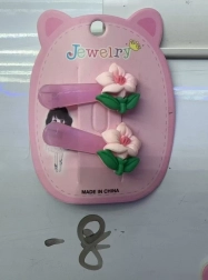 Rózsaszín virágos hajcsat készlet