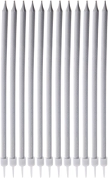 Hosszú ezüst tortagyertyák 14,5 cm, 12 db