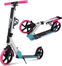Összecsukható roller fehér‑rózsaszín‑kék, vállpánttal