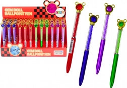 Golyóstoll egér díszítéssel és csillogó kövecskékkel, kék betét 0,7 mm