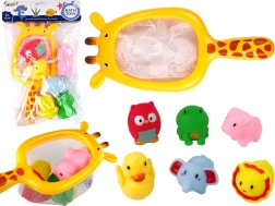 Fürdőszobai gumiból készült állat szett zsiráfos hálóval