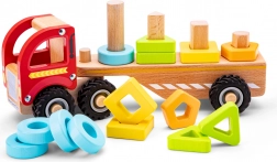 Fa válogató teherautó színes formákkal