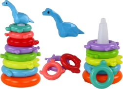 Színes rakosgató torony 8 gyűrűvel – zsiráf, 29 × 14 × 14 cm