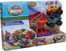 Autók Monster Truck Kaszkadőr pálya 2 fém autóval