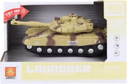 Elemekkel működő bézs tank fényekkel és hangokkal