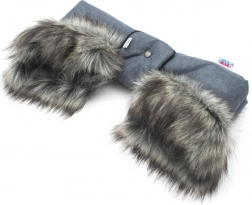 2 az 1-ben kézmelegítő babakocsira műszőrmével – kék