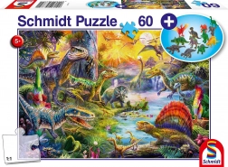 Dínó puzzle 60 darabbal ajándék figurákkal – SCHMIDT