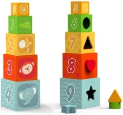 Fából készült rakásolható BABU kockabedobó