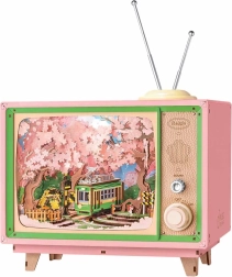 Rokr 3D fa zenélő doboz retro TV – utazás cseresznyefa-ligetben DIY