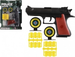 Műanyag dugós pisztoly lőszerrel és céltáblákkal, 17 cm